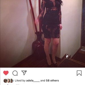 Black lace midi see through dress